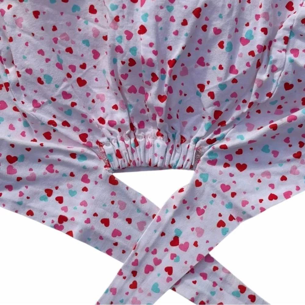 Euro Scrub Hat - White/Heart Print